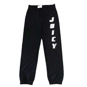 NWT Juicy Couture Black JOGGERS Cotton Terry Sweatpants Girls Size 10 $50 New